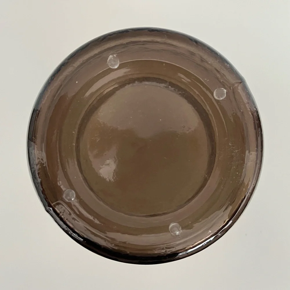 Large Brown Glass Vase Jar Textured Metal Band MCM Neutral Minimalist Moody